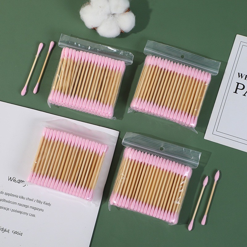Bamboo Cotton Swabs Supplier - 100pcs Eco Friendly Double Round Head Buds