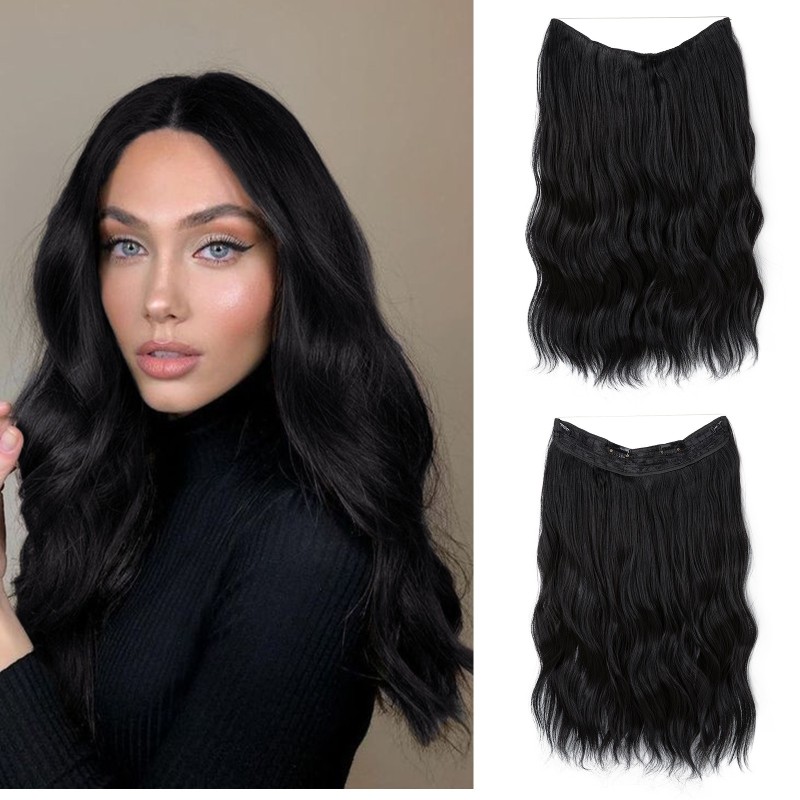 One Piece Hair Extension Supplier - 16 Inch Wavy Synthetic Fish Line