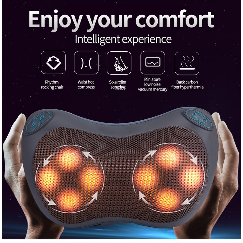 Massage Cushion Manufacturer - Electric Full Body Deep Tissue Shiatsu with Infrared for Car Seat, Model 8210