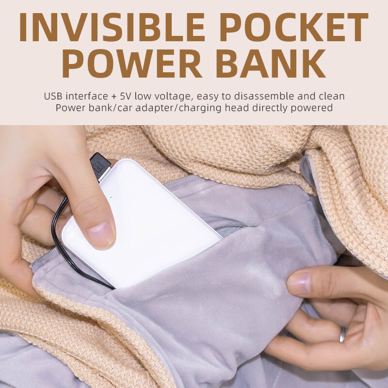 Heated Shawl Manufacturer - Portable with Soft Zipper, USB Powered 3 Heating Levels for Indoor Outdoor