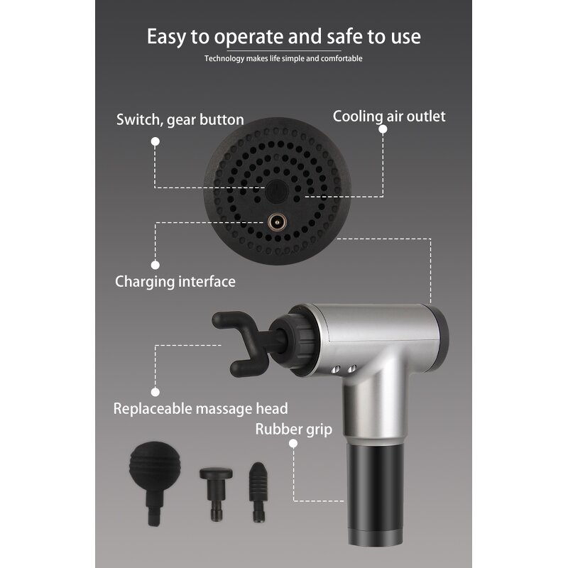 Massage Gun Manufacturer - Factory Price Portable 6-Head ABS with Heat Feature, Handheld Deep Tissue Tool