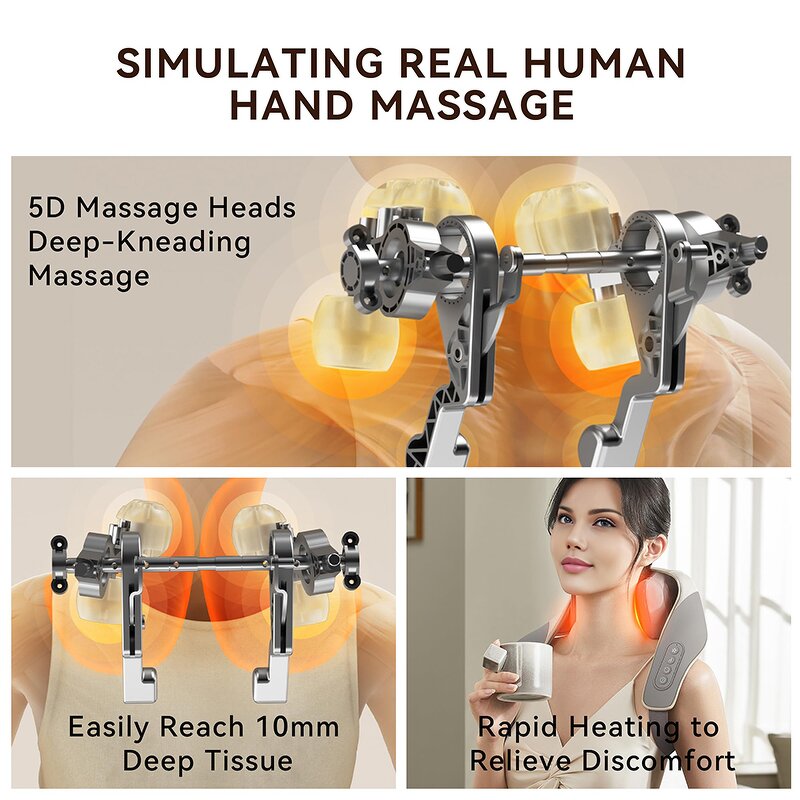 Neck and Shoulder Massager Manufacturer - OEM ODM Deep Tissue Kneading Smart Electric Shiatsu With Heat