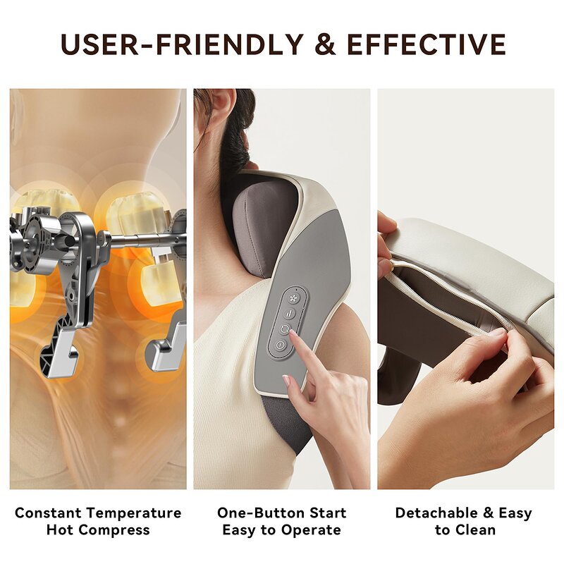 Neck and Shoulder Massager Manufacturer - Shiatsu With Heat, Electric Deep Tissue 4D Kneading - Gifts for Mom Dad
