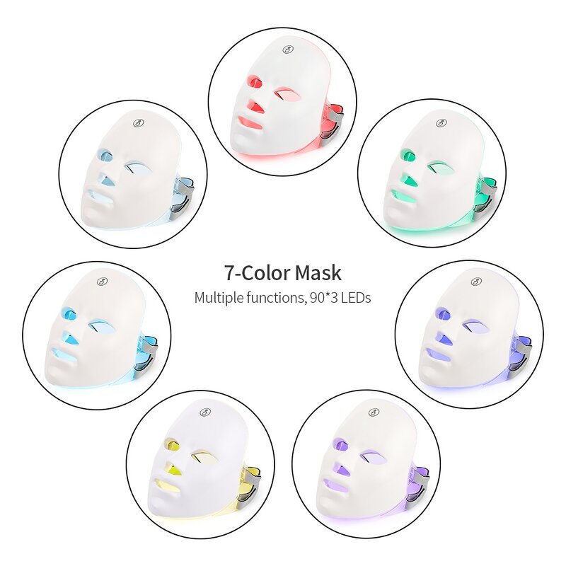 7Colors LED Facial Mask - USB Charge Anti Acne Wrinkle Removal Device