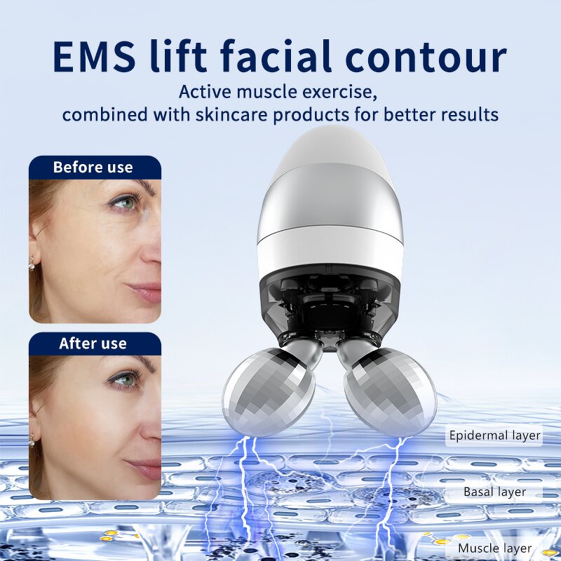 Dual-head RF Beauty Device - EMS Red Blue Light Face Lifting Wrinkle Tool