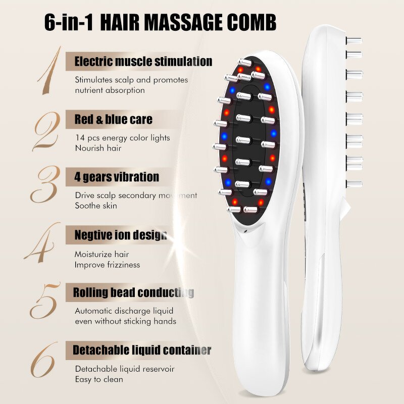 LED Therapy Hair Comb - Factory EMS Vibration Anti Hair Loss Brush