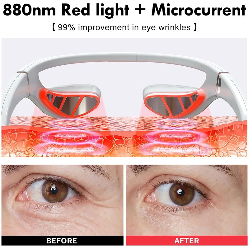 LED Eye Beauty Glasses - 880nm Red Light Under-Eye Wrinkle Remover