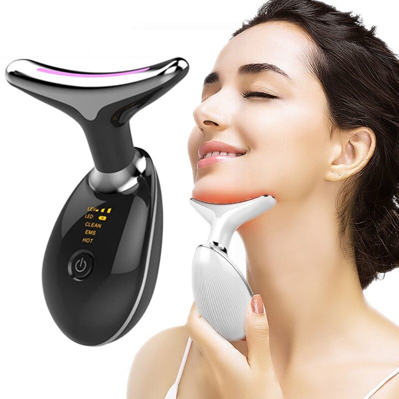 EMS Microcurrent Neck Device - 3 Color LED Face Neck Lifting Massager