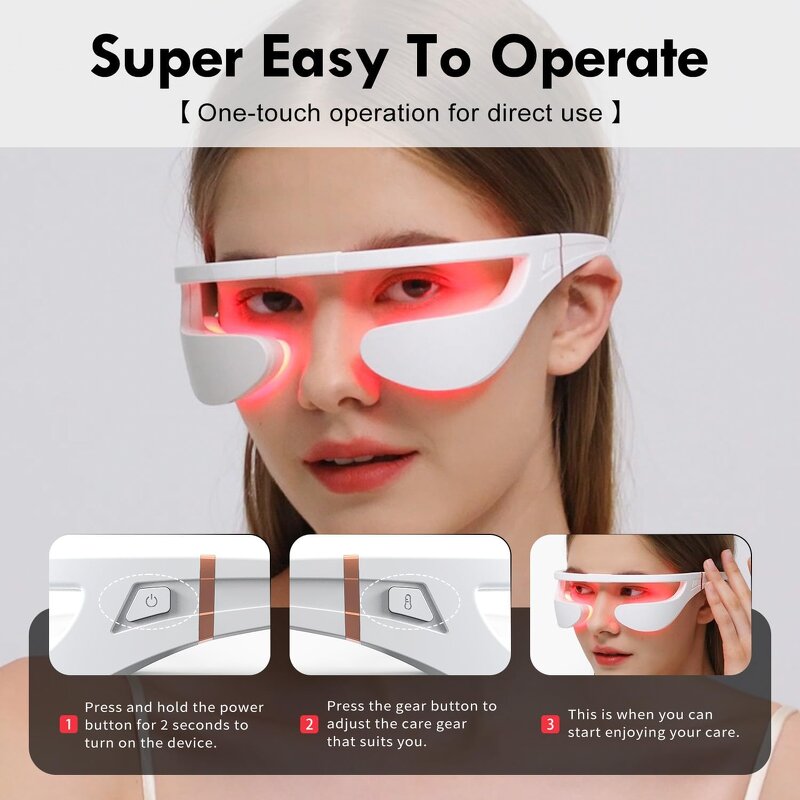 LED Eye Beauty Glasses - 880nm Red Light Under-Eye Wrinkle Remover