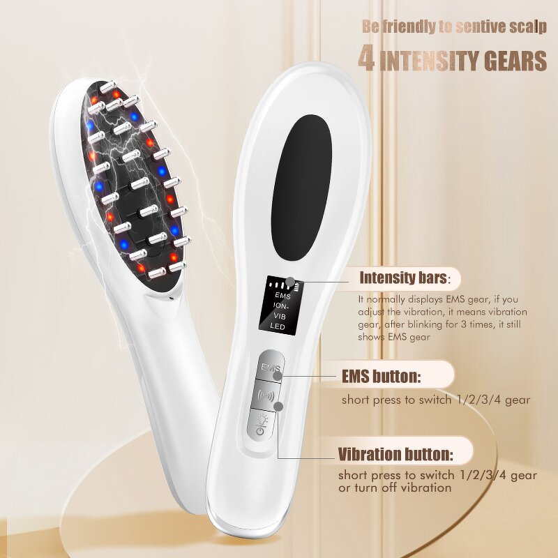 LED Therapy Hair Comb - Factory EMS Vibration Anti Hair Loss Brush