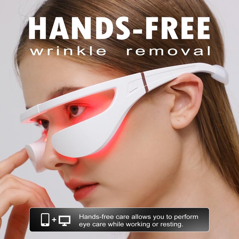 LED Eye Beauty Glasses - 880nm Red Light Under-Eye Wrinkle Remover