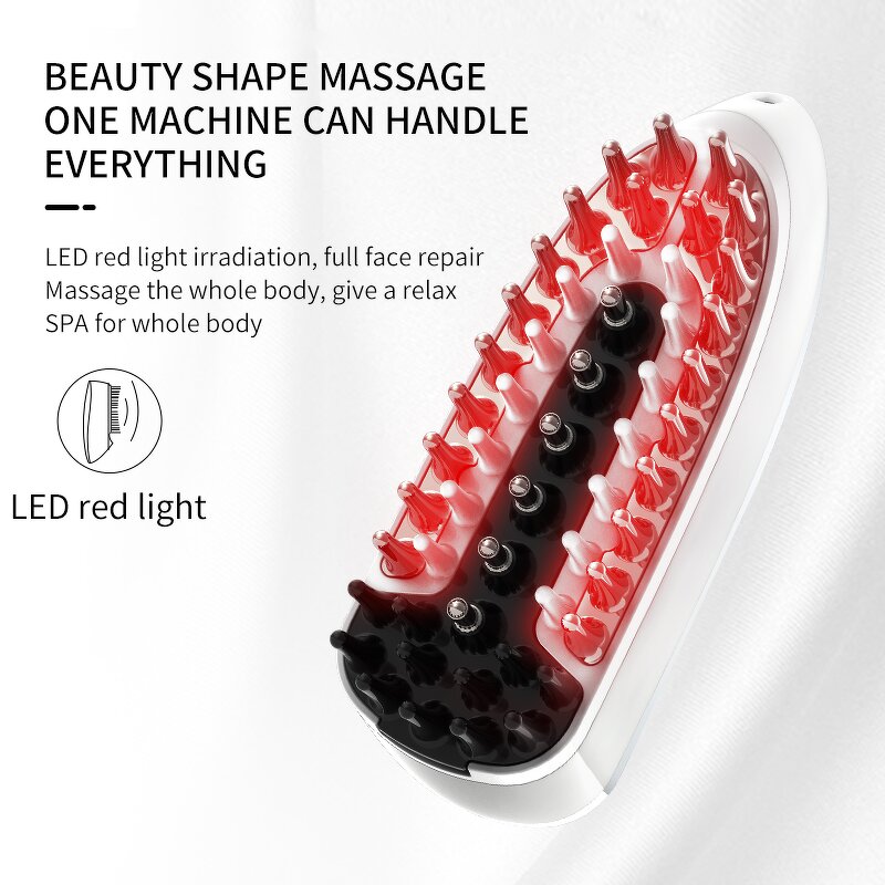 EMS Scalp Massage Brush - Battery Red Light Therapy Hair Care Comb