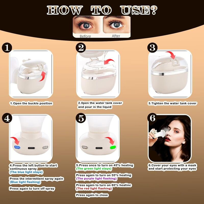 Heated Eye Mister Sprayer - Portable Dry Eyes Relief Multi-plug Tool