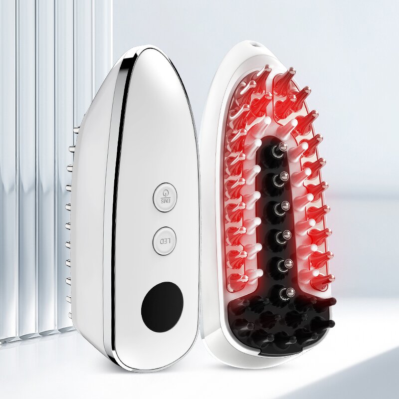 EMS Scalp Massage Brush - Battery Red Light Therapy Hair Care Comb