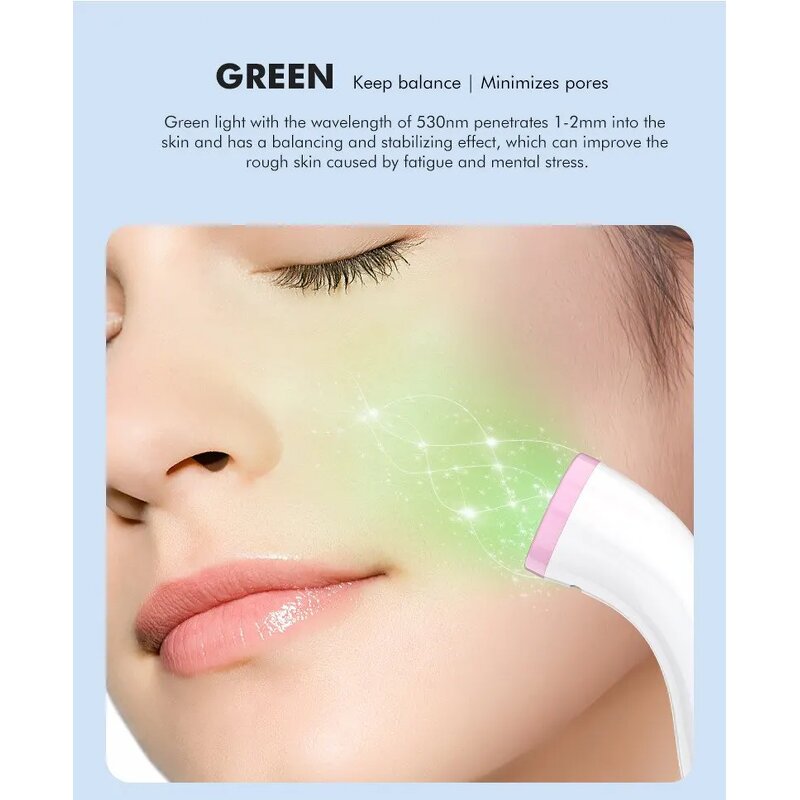 RF UV LED Beauty Wand - Red Blue Acne Spot Face Head Light Therapy Tool