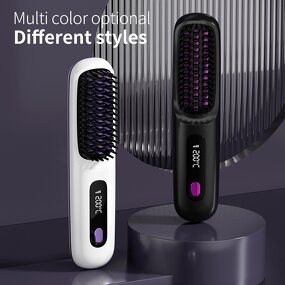 Heating Hair Straightening Comb - Cordless Stainless Steel Teeth Tool