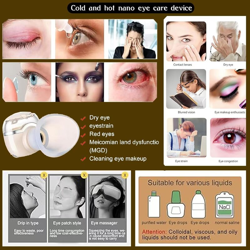 Heated Eye Mister Sprayer - Portable Dry Eyes Relief Multi-plug Tool