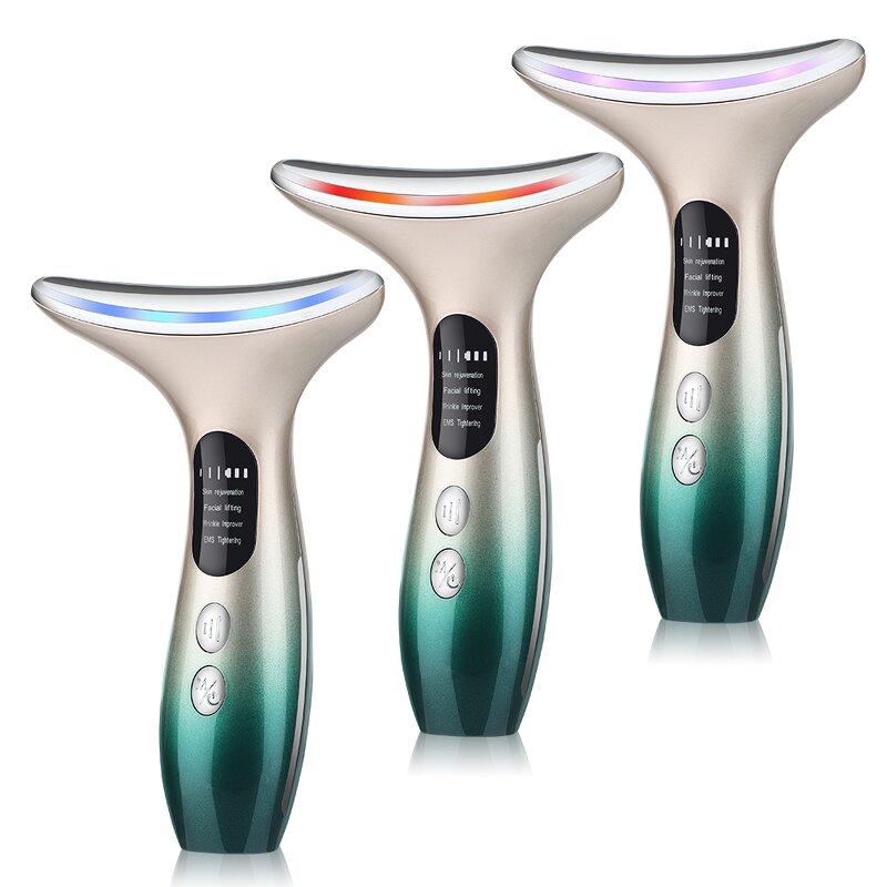 3 Color LED Facial Massager - EMS Double Chin Reduce Face Neck Tool