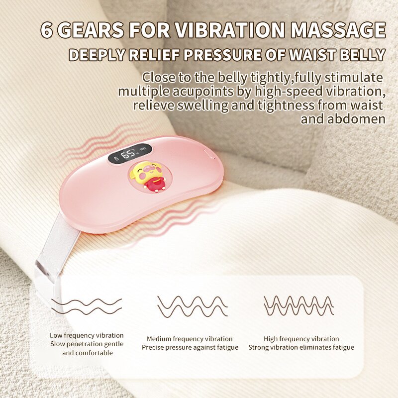 Cordless Massage Belt - 6-Speed Warming Waist Pad Menstrual Pain Relief