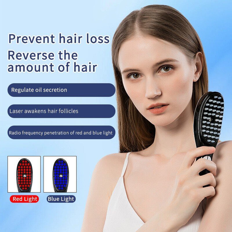 Nanospray Hair Brush - Red Blue LED Scalp Massage Anti Hair Loss Tool