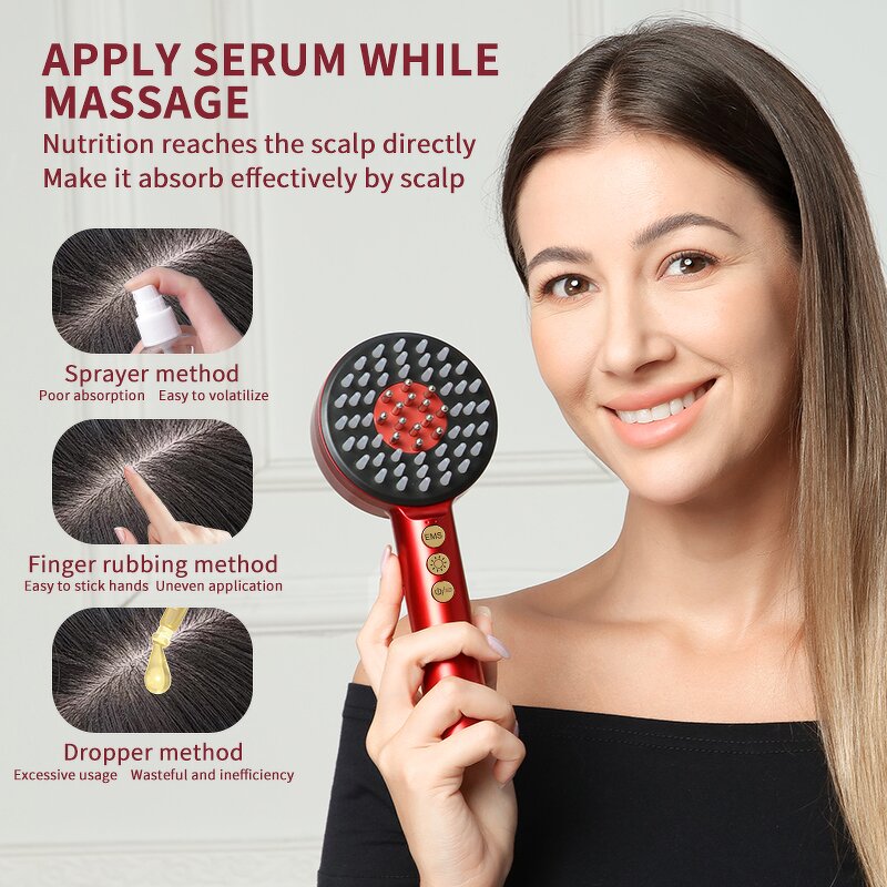 Red Light Scalp Massager - Hair Growth Brush Head Massage Device