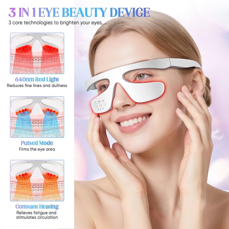 Light Therapy Eye Massager - Pulsed Heat Eye Bags Dark Circles Remover