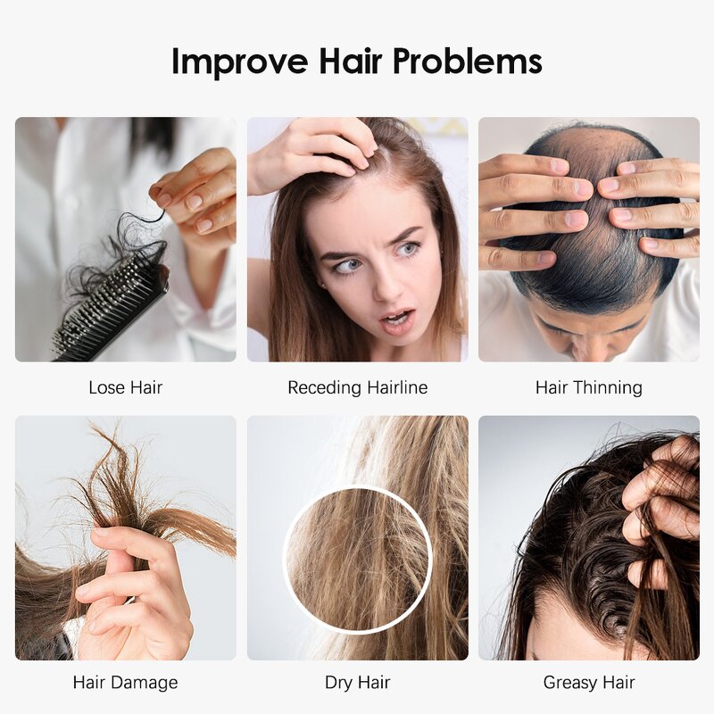 Electric Hair Growth Comb - High-frequency Red Blue Light Therapy Tool