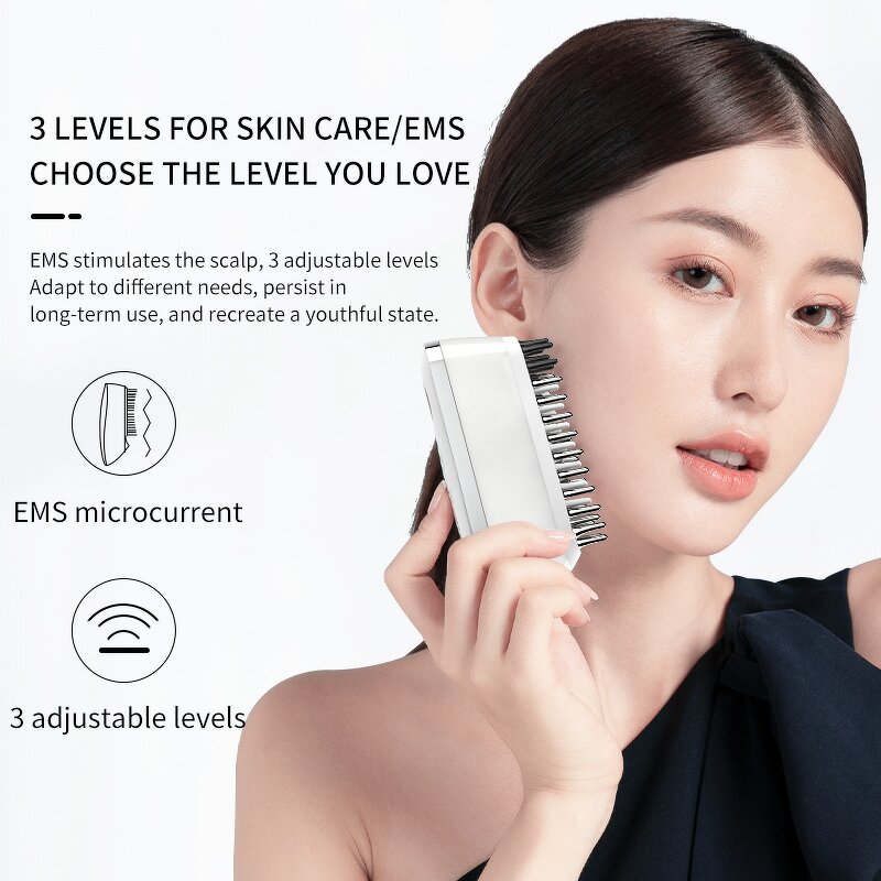 EMS Scalp Massage Brush - Battery Red Light Therapy Hair Care Comb