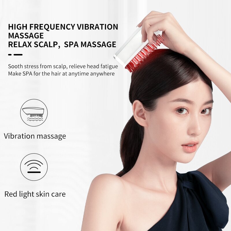 EMS Scalp Massage Brush - Battery Red Light Therapy Hair Care Comb
