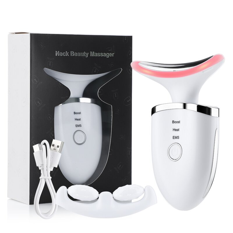 EMS Neck Lift Massager - 3 Color LED Double Chin Skin Tightening Tool