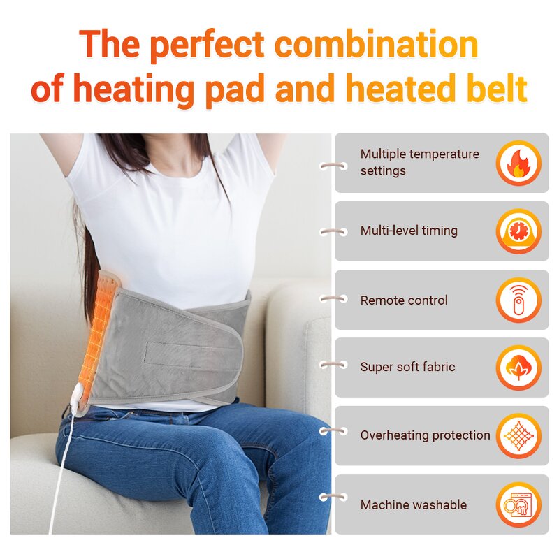 Heating Pad Manufacturer - Detachable Neck Shoulder Waist Wrap Heated Belt Electric for Back Pain & Period Cramps
