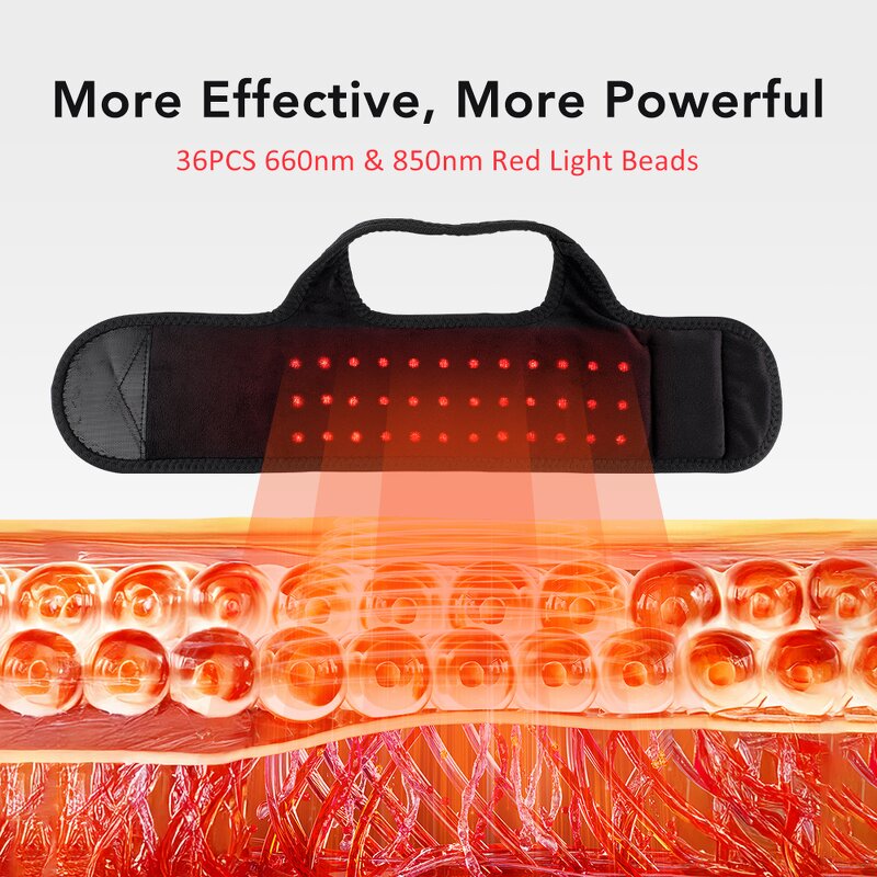 Ankle Wrap Manufacturer - Newest 36PCS 660/850nm LED with 3-Temp 3-Speed, 3000mAh Cordless Red Light Therapy
