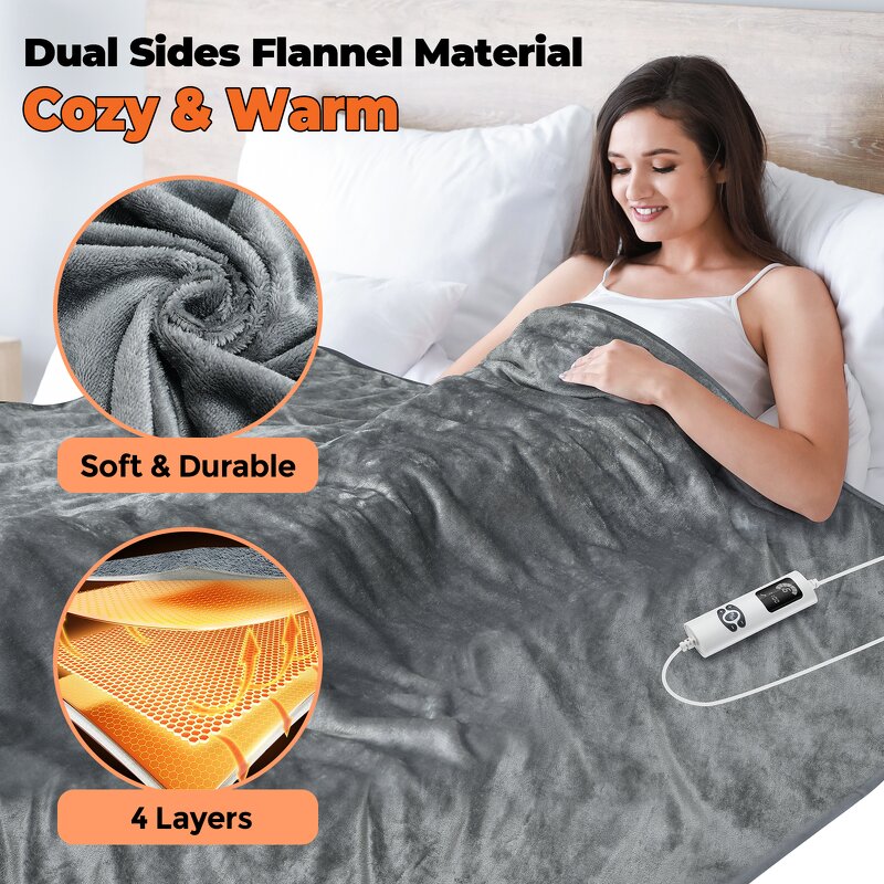 Heated Blanket Manufacturer - Custom 54x73 Inch King Size Flannel Electric Wearable for Body Application Winter
