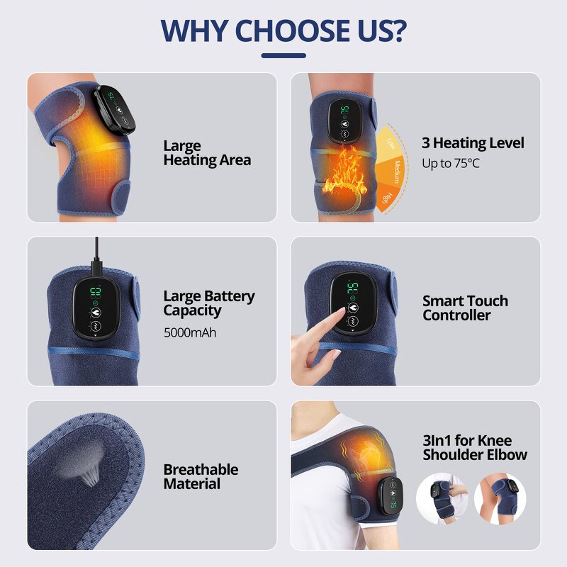 Massage Wrap Manufacturer - 3-in-1 Multifunctional Wearable Heating Vibration Belt for Shoulder Elbow Knee
