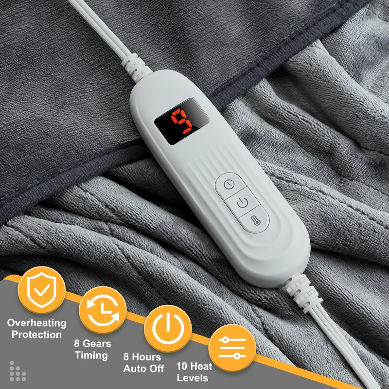 Heated Blanket Manufacturer - 62*84'' Oversize Electric Soft Flannel Body Warmer with ETL Certification AC 100-240V