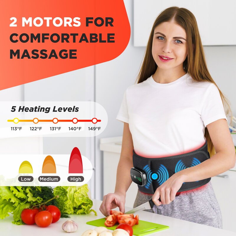 Waist Massager Manufacturer - Digital Display Controller Lumbar Support with Vibration Red Light Heating for Back Pain