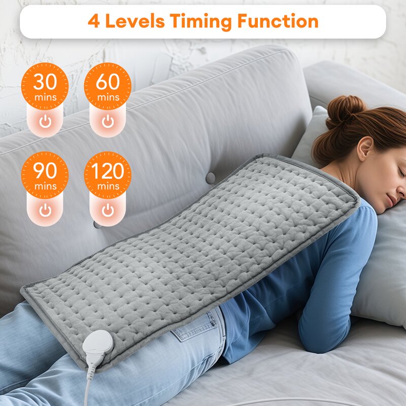 Heating Pad Manufacturer - 9 Heat Levels 4 Timer Settings 11.8x23.6 Inch Soft Hot Auto Shut Off for Back