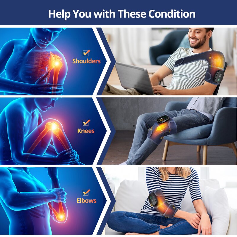 Massage Wrap Manufacturer - 3-in-1 Multifunctional Wearable Heating Vibration Belt for Shoulder Elbow Knee