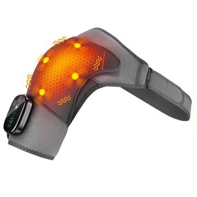 Shoulder Massager Manufacturer - 4-Motor Heating & Vibration Wrap Heated Brace with 5000mAh Battery