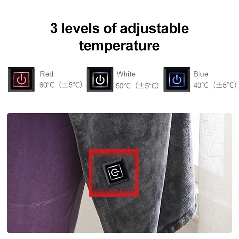 Heated Blanket Manufacturer - Portable Winter Warm Double-sided Coral Fleece USB-Powered 3 Temperature Settings CE
