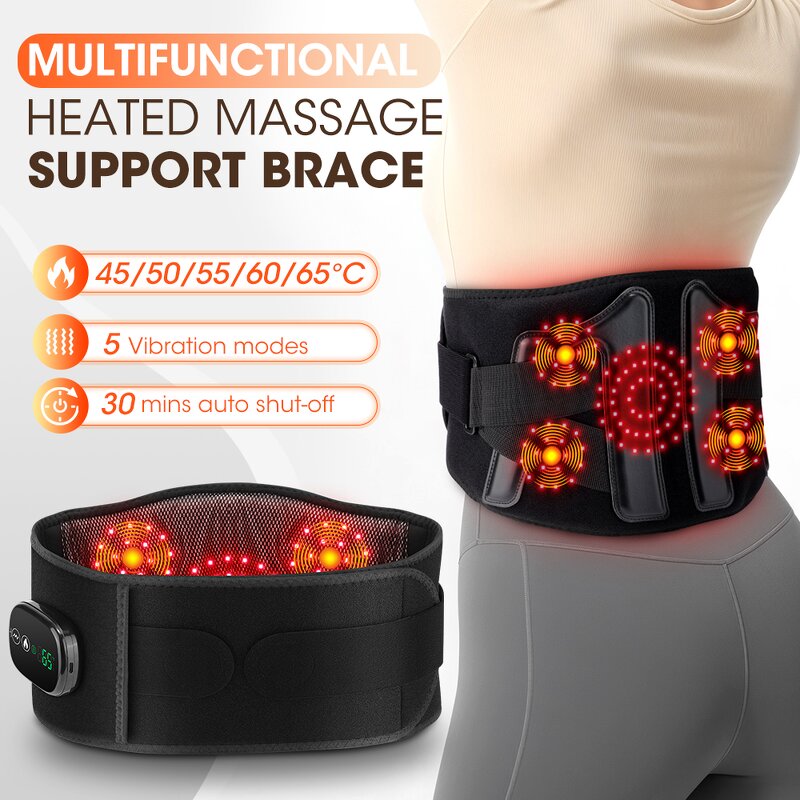 Waist Massager Manufacturer - 2025 Newest Rechargeable Heated with Elastic Red Light Massage for Muscle Relaxation
