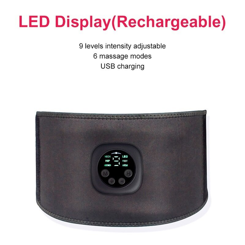 Slimming Belt Manufacturer - Rechargeable EMS Muscle Stimulator Waist with 6 Modes 9 Intensities for Abdominal Training