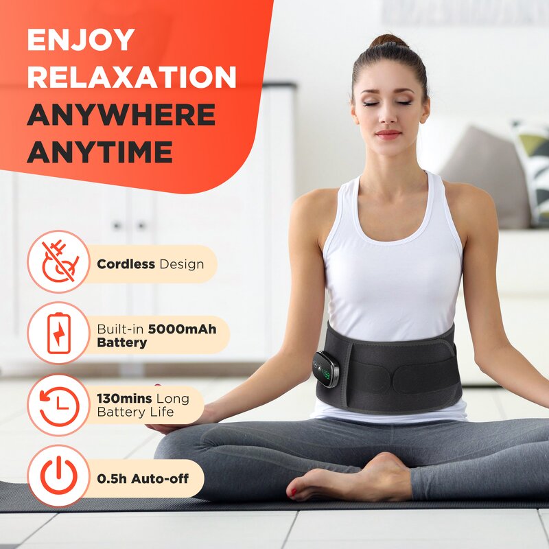 Waist Massager Manufacturer - Digital Display Controller Lumbar Support with Vibration Red Light Heating for Back Pain