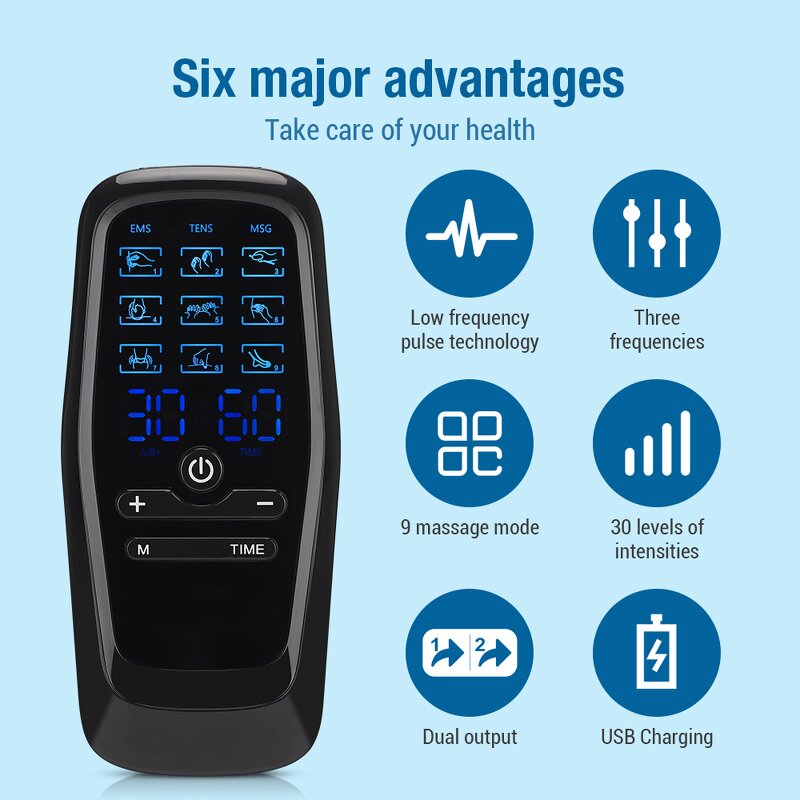 Muscle Stimulator Manufacturer - Wireless Rechargeable Dual Pulse Meridian Therapy EMS TENS with Remote Control