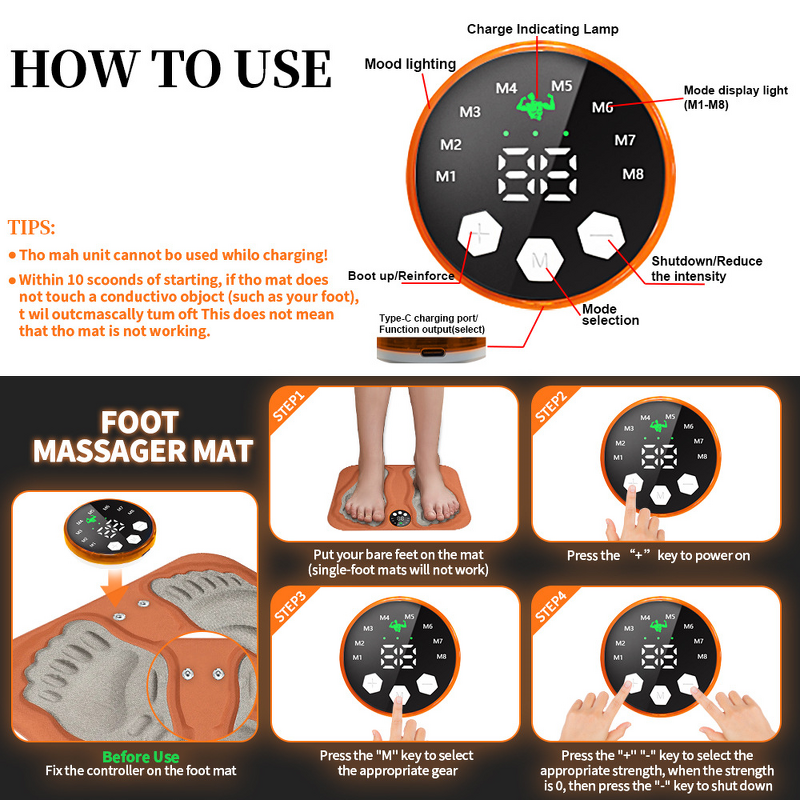 Foot Massager Manufacturer - 8 Mode 29 Speed Remote Control Electric 3D Patch Folder Reflexology for Circulation
