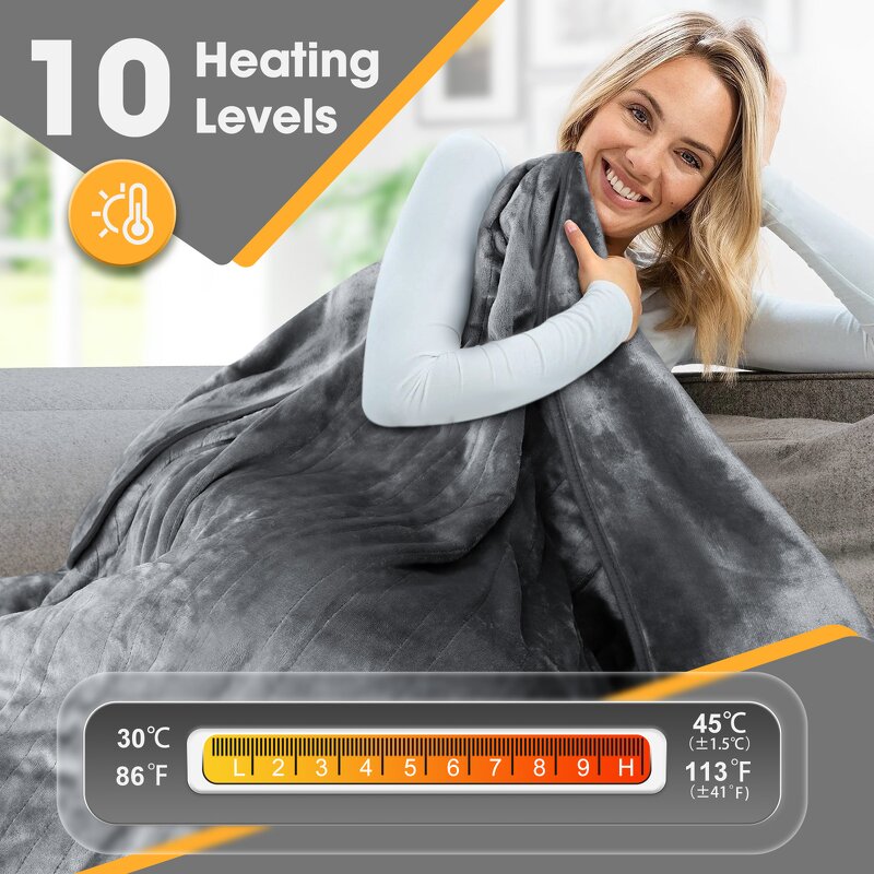 Heated Blanket Manufacturer - 62*84'' Oversize Electric Soft Flannel Body Warmer with ETL Certification AC 100-240V