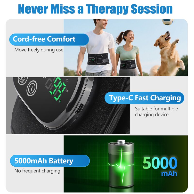 Waist Massager Manufacturer - Cordless Red Light Therapy with Kneading Massage Electric Lumbar Brace & Heating