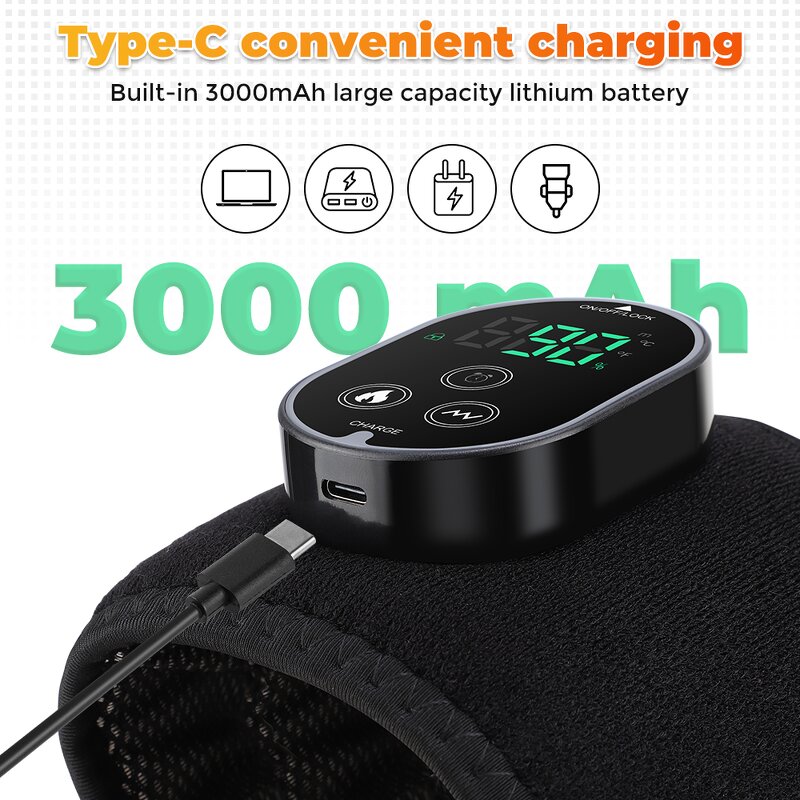 Knee Brace Manufacturer - 3 in 1 Cordless Vibration Elbow Shoulder Pads with Electric Heating Massager