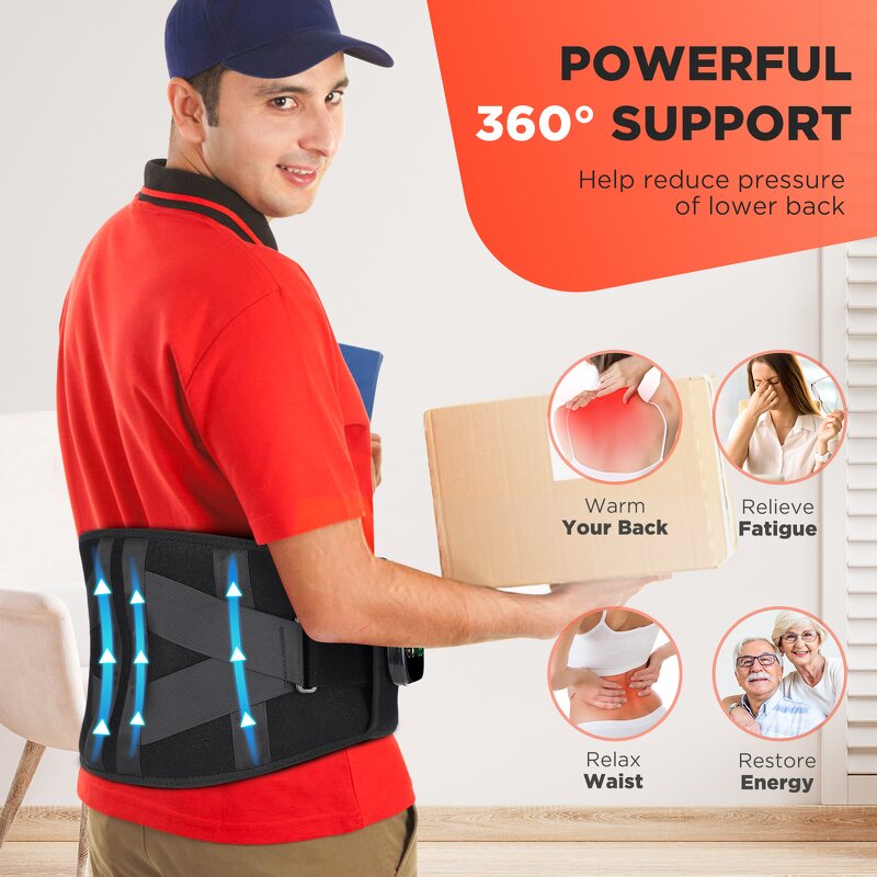 Waist Massager Manufacturer - Digital Display Controller Lumbar Support with Vibration Red Light Heating for Back Pain
