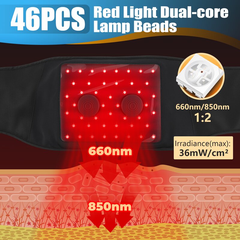 Waist Massager Manufacturer - 660nm&850nm New Design Electric Abdomen Hot Compress with Red Light Therapy